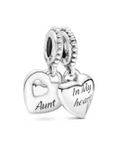 Pandora Women's Aunt And Niece Hearts Split Dangle Charm In Silver