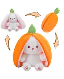 MIAODAM Reversible Carrot Bunny Stuffed Animal, Carrot Rabbit Ears Zip Plush Stuffed, Fruit Bunny Plush in A Carrot, 13.7inch