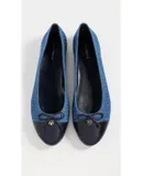 Tory Burch Women's Cap-Toe Quilted Ballet Flats, Dark Denim/New Navy