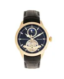 Heritor Automatic Gregory Semi-Skeleton Leather-Band Watch - Gold/Black