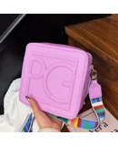 Women's Spring New Fashion Solid Color Small Square Bag Street Trend Letter Bag Fashion Single Shoulder Crossover Bags