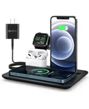 15W Cell Phone Wireless Charger, 4-in-1 Desktop Cell Phone Wireless Charger/Headphone/ iwatch Charging Stand