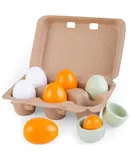 6PCS Wooden Play Eggs, Fake Egg Toys for Kids Kitchen Pretend Play Food Set for Toddlers Early Development Easter Eggs Gifts