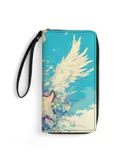 Vintage Guitar With Wings Wallet for Womens PU Leather Zip Around Wallers Clutch Wristlet Travel Long Purse
