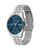 Reloj Hugo Boss Hombre | Coleccion Associate | Modelo 1513839 | Caja Redonda | Ø 42mm Acero inoxidable | Cierre Desplegable | Movimiento Cuarzo | Dial Azul | Cristal Mineral | Correa Acero inoxidable Plateado | 50m / 5 ATM | Línea Casual