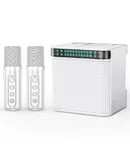 Karaoke Machine with 2 Wireless Microphones for Adults&Kids, Portable Mini KTV Speaker Set, Bluetooth Speaker Singing Machine with Echo/Vocal Cut- Supports TF/AUX-in,Home Party Birthday-white