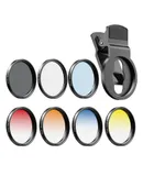 APEXEL APL-52UV-7G 7in1 Lens Filter Kit 52mm ND32 Filter Lens CPL Lens 6-Point Star Filter 52mm Grad Red /Blue /Yellow /Orange Filters Compatible with iPhone Samsung Huawei Most Smartphones and Camera Lenses with 52mm Thread