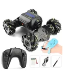 RC Stunt Car, 2.4GHz 4WD Remote Control Gesture Sensor Toy Cars, Double Sided Rotating Off Road Vehicle 360° Flips with Lights Music, for Boys & Girls Birthday（Green）