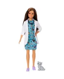 Barbie Pet Vet Brunette Doll w/ Career Pet-Print Dress, Medical Coat, Shoes and Kitty Patient