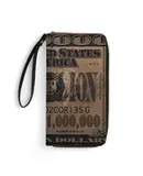 1 Million Dollar Bill Wallet for Womens PU Leather Zip Around Wallers Clutch Wristlet Travel Long Purse