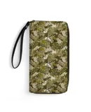 Autumn Leaves Camouflage Wallet for Womens PU Leather Zip Around Wallers Clutch Wristlet Travel Long Purse