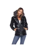 Women's Metallic Puffer Coat with Hoodie