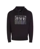 Versace Jeans Couture Men's Black White Logo Hooded Sweatshirt,Black