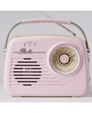 Small Radios Portable AM FM, Vintage Transistor Radio with Bluetooth, Battery Operated or Plug in Wall Retro Radio for Home/Outdoor, Strong Reception, Large Dial Easy to Use, Christmas Seniors Gifts,Pink