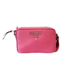 Prada Vitello Phenix Pink Leather Silver Logo Small Camera Crossbody Bag