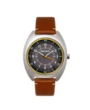 Breed Victor Leather-Band Watch - Grey/Brown