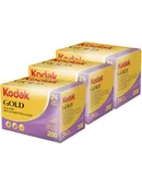 3 Packs Kodak GOLD 200 Color Negative Film 35mm Roll Film, 24 Exposures