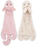 2-in-1 Stuffless Squeaky Dog Toys with Soft, Durable Fabric for Small, Medium, and Large Pets, No Stuffing for Indoor Play, Holds a Plastic Bottle Hare, Pig, Medium