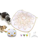 Cat Toys Electronic Interactive Cat Ball Toy, Rechargeable Automatic Cat Toys Ball, Automatic Toys for Cats to Play Alone, Feather Toy with Mat for Indoor Cats (Blue)