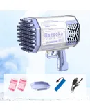 69-hole bazooka bubble gun kids toy handheld bubble machine lighted gatling oversized fully automatic outdoor summer toy gift party favor for kids purple bubble machine blower-69-hole charging version 【Magic Purple】