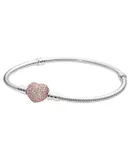 Crystal Rose Gold Heart Charm Bracelet
