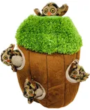 Owl in Tree Hide and Seek Dog Toy for Small and Medium Size Dogs, Plush Owl Inside Trunk Dog Toy with Squeaker, Interactive Burrow Dog Toy (Tree with Owls, Medium)