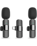 Wireless Lavalier Lapel Microphone for iPhone 15 Series/Android/Computer - Bluetooth Mini Phone Microphones for Video Recording - 2 Clip on Mics with USB C Interface for Tiktok YouTube Vlog