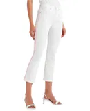 7 For All Mankind High Rise Flare Crop Pink Piping Jeans In White