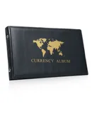 40 Pockets Banknote Currency Collecting Album 20 Sheets Clear Dollar Bill Holders World Money PU Leather Hard Cover Storage Book Collection Supplies Double-Sided Pages for Trading Cards Stamps