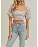 Lush Floral Print Crop Top In Multi
