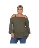 Plus Size Cold Shoulder Ruffle Sleeve Top
