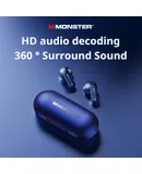 monster XKT25 bluetooth headset half in-ear sports noise canceling gaming gaming treble white sound bluetooth 54 ultra long life -blue