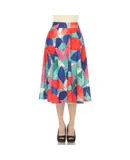 Women's Leaf Print Flared Midi Skirt