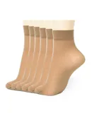 Women's Stay-Up Nylon Ankle Highs Regular and Queen Sizes in 6-Pair Packs