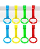 8PCS Baby Crib Pull Rings, Baby Bed Stand Up Rings, 4 Colors Baby Cot Hanging Ring, Walking Assistant Pull Up Ring for Infant Baby Toddler
