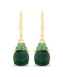 4.50 Carat Dyed Emerald And Emerald .925 Sterling Silver Earrings