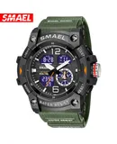 SMAEL 8007 Men's Watch Outdoor Sports Multifunctional Waterproof Watch Transparent Strap Electronic Wristwatch-army green