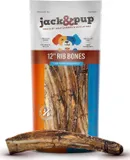 Jack&Pup Rib Bones for Dogs | All Natural Large Dog Bones| Single Ingredient Dog Chew Bones for Medium Dogs (12 inch (6 Pack))