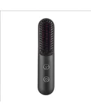 Mini Portable Travel Cordless Negative Ionic Hair Straightener Brush Hot Comb for Women Hair Iron Straightener Hair Straightener and Curler 2 in 1,  Black