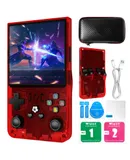 2025 New Upgrade R36MAX Retro Handheld Game Console with 128G Built-in 18000+ Classic Games, Portable Hand Held Open Source Linux System 4.0-in 4k HD IPS Screen Video Player ，Red