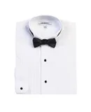 Gioberti Men's Wing Tip Collar White Tuxedo Dress Shirt with Bow Tie