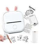Phomemo Mini Printer - T02 Bluetooth Inkless Instant Printer, Small Thermal Pocket Sticker Printer, Portable Mobile Phone Picture Receipt Printers, for Student, White (Bunny Case Not Included)