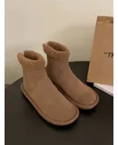ZIYAN Versatile snow boots shoes for women new autumn and winter thick velvet cotton shoes warm short boots mid-calf Martin boots