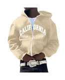 Hoodie 170 Personality Embroidery Casual Hip Hop Hoodie Cardigan Coat Small Men's Sweatshirts 0828095beige M