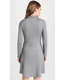 Vince Women's Long Sleeve Short Knit Sweater Dress Silver Dust