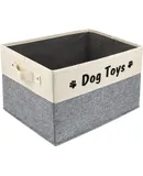 Dog Toy Basket Foldable Dog Toy Bin with Comfortable Handles Collapsible Dog Toy Storage Box for Pet Toys, Dog Coat, Dog Accessories, Gray, 15
