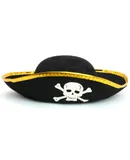 Skeleteen Tri Corner Pirate Hat - Three Cornered Buccaneer Costume Accessory Hat - 1 Piece