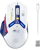 INPHIC 9 Wireless Gaming Mouse, true tri-mode Bluetooth/YPPE-CWIRED /2.4G wireless mouse,1000 DPl, fully programmable,RGB backlight, rechargeable wireless computer mouse, suitable for laptop Mac-white-blue