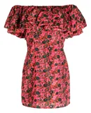 Rhode Women 100% Polyester Tiered Ruffle Neckline Mini Vivi Dress Flora Splash