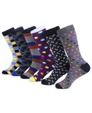 Mio Marino Men's Bold Designer Dress Socks 6 Pack-Classy Collection-10-13